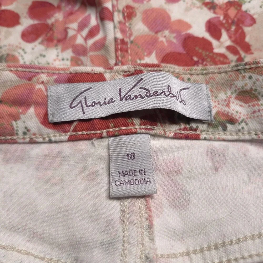 Gloria Vanderbilt Womens Bermuda Jean Shorts 18 High Rise Floral Print Stretch - Picture 4 of 5
